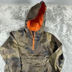 GAP Kids Camo Anorak Jacket Orange Hooded Windbreaker Size M 8